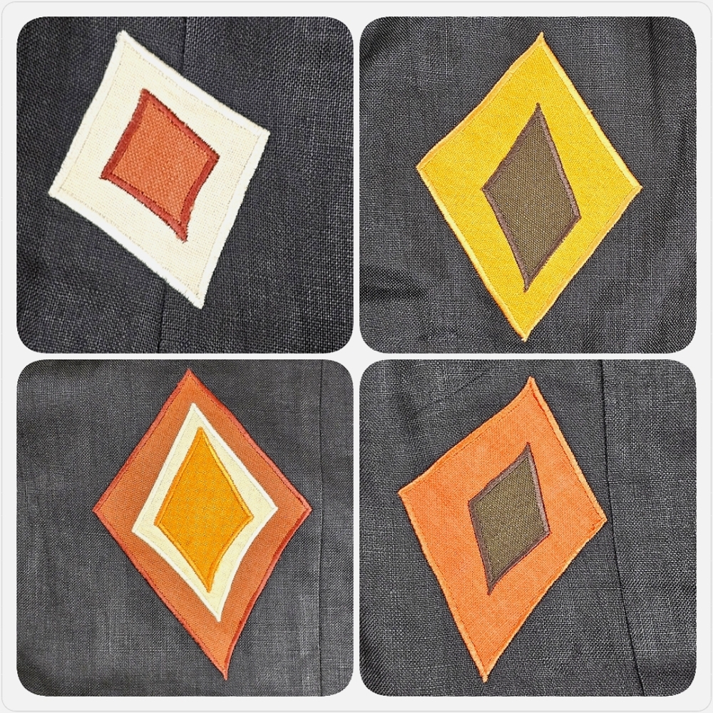 Andrea Jovine Vintage Black Linen Diamond Patch Sleeveless Sheath Dress Size 12 - Picture 10 of 10